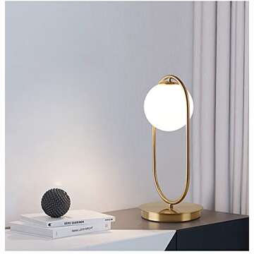 KCO Lighting Modern Bedside Night Lamp Mini Gold Table Light Metal Brass Finished Bedside Desk Lamp with Milky White Shade for Living Room Bedroom (Bronze, Oval)