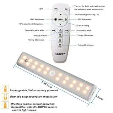 LDOPTO Wireless Under Cabinet Lights - Rechargeable & Remote