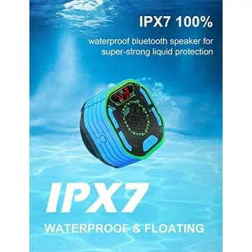 DuoTen Shower Speaker, IPX7 Waterproof Portable Bluetooth Wireless Speaker Shower Radio with Loud Stereo Sound, LED Display, Light Show, Suction Cup, Sturdy Hook for Home, Party, Outdoor, Travel, Pool