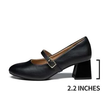Trary Mary Jane Shoes Women, Chunky Mary Janes Heels for Women Shoes Dressy Casual, Black Dress Shoes for Women Block Heels Closed Toe Mary Jane Pumps