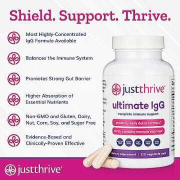 Just Thrive - Ultimate IgG - Complete Immune Support Supplement - Detox Formula, 120 Vegetable Capsules