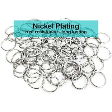 Loose Leaf Binder Rings 2 Inch, Metal Book Rings for Index Cards 50 Pack, Heavy Duty Nickel Plated Great for Flashcards, Home, School and Office