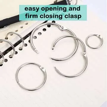 Loose Leaf Binder Rings 2 Inch, Metal Book Rings for Index Cards 50 Pack, Heavy Duty Nickel Plated Great for Flashcards, Home, School and Office