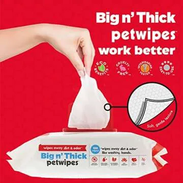 Petkin Pet Wipes for Dogs and Cats, 100 Large Wipes - Removes Dirt & Odor Like Washing Hands - Cleans Ears, Face, Butt, Eye Area - Convenient, Ideal for Home or Travel - 1 Pack of 100 Wipes