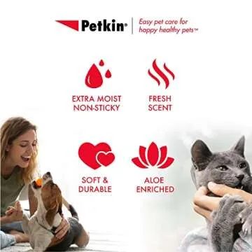 Petkin Pet Wipes for Dogs and Cats, 100 Large Wipes - Removes Dirt & Odor Like Washing Hands - Cleans Ears, Face, Butt, Eye Area - Convenient, Ideal for Home or Travel - 1 Pack of 100 Wipes