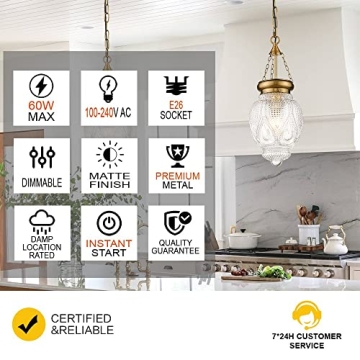 Charming Brass Gold Glass Pendant Light for Any Space