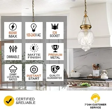 Charming Brass Gold Glass Pendant Light for Any Space