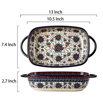 Bicuzat Vintage Ceramic Baking Dish 60 OZ Oven Safe