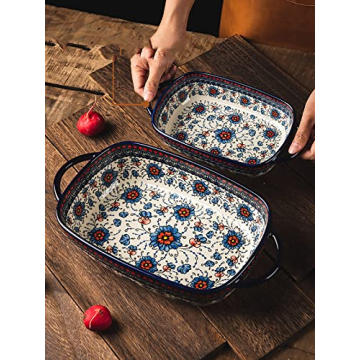 Bicuzat Vintage Ceramic Baking Dish 60 OZ Oven Safe