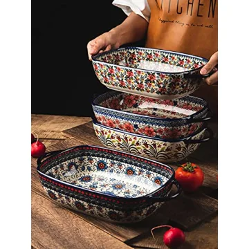 Bicuzat Vintage Ceramic Baking Dish 60 OZ Oven Safe
