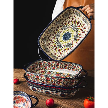 Bicuzat Vintage Ceramic Baking Dish 60 OZ Oven Safe