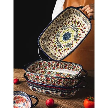 Bicuzat Vintage Ceramic Baking Dish 60 OZ Oven Safe