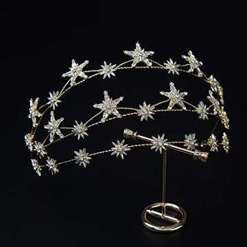 Wedding Crown Gold Star Hair Jewelry Bridal Headpiece woman Rhinestones Crystal Tiaras Bride Party Crowns Wedding Hair Accessories