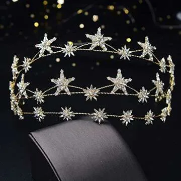 Wedding Crown Gold Star Hair Jewelry Bridal Headpiece woman Rhinestones Crystal Tiaras Bride Party Crowns Wedding Hair Accessories