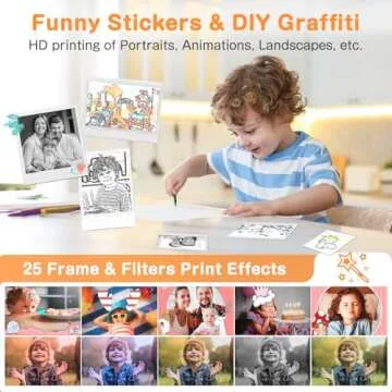 Kids Camera Instant Print, Dual-Lens 48MP Digital Camera for Christmas Birthday Gifts, 1080P Selfie Instant Cameras for Kids with 32GB Card, Instant Print Digital Camera for Girls Boys-Black