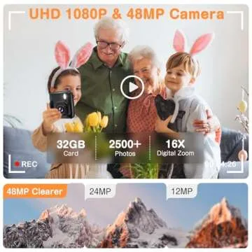 Kids Camera Instant Print, Dual-Lens 48MP Digital Camera for Christmas Birthday Gifts, 1080P Selfie Instant Cameras for Kids with 32GB Card, Instant Print Digital Camera for Girls Boys-Black