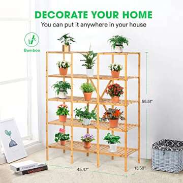 VIVOSUN Bamboo Plant Stand 5-Tier Indoor Rack for Plants