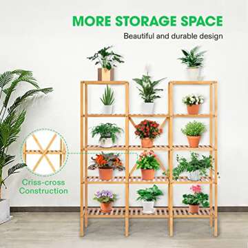 VIVOSUN Bamboo Plant Stand 5-Tier Indoor Rack for Plants