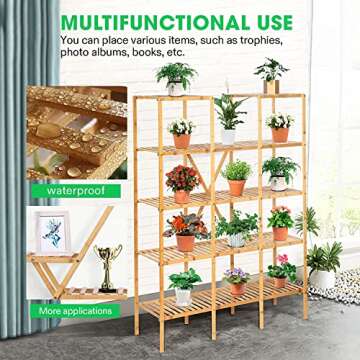 VIVOSUN Bamboo Plant Stand 5-Tier Indoor Rack for Plants