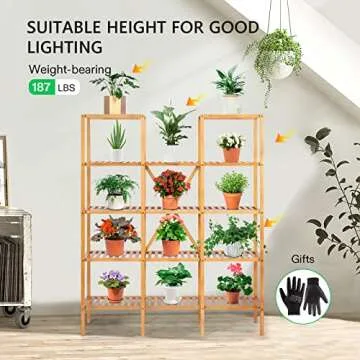 VIVOSUN Bamboo Plant Stand 5-Tier Indoor Rack for Plants