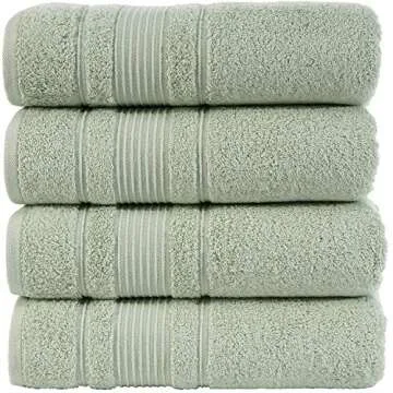 Qute Home 4-Piece Bath Towels Set, 100% Turkish Cotton Premium Quality Towels for Bathroom, Quick Dry Soft and Absorbent Turkish Towel, Set Includes 4 Bath Towels (Green)
