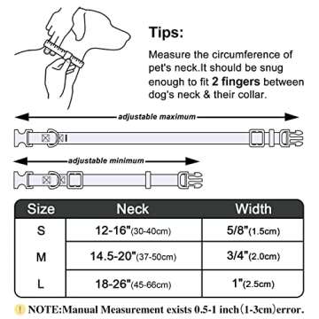 Tunkoo Dog Collar with Bow Tie Elegant Plaid Soft Comfy Cotton Adjustable Collar Premium Metal Buckle,Small Medium Large Puppy Cat Outdoor Training Walking Running（Pink Grid，S）