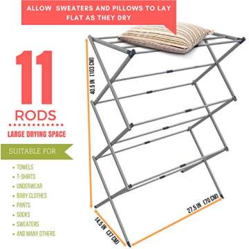 Clothes Drying Rack - Drying Rack - Laundry Drying Rack - Laundry Hanger - Baby Clothes Drying Rack - Folding Drying Rack - Portable Drying Rack - Accordion Drying Rack - Expandable Drying Rack