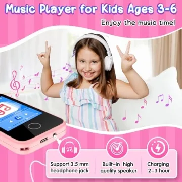 Kids Phone for Girls Aged 3-6 with Dual Camera, Touchscreen Toy Phones for Kids MP3 Music Player 13 Puzzle Games, Educational Toys Christmas Birthday Gifts for Girls Ages 3 4 5 6 7 with SD Card Pink