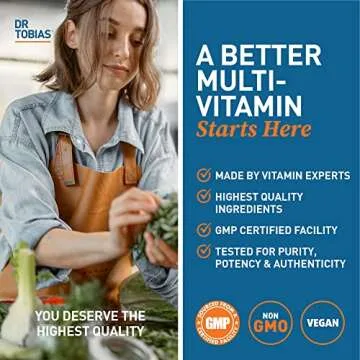 Dr. Tobias Adult Multivitamin for Women & Men, Immune Supporting Vitamins from 42 Fruits, Vegetables, Plus Probiotics, Vegan Multivitamins for Men & Women, Non-GMO, 90 Tablets, 30 Servings