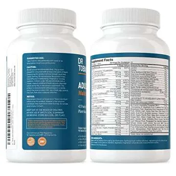 Dr. Tobias Adult Multivitamin for Women & Men, Immune Supporting Vitamins from 42 Fruits, Vegetables, Plus Probiotics, Vegan Multivitamins for Men & Women, Non-GMO, 90 Tablets, 30 Servings