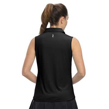 YSENTO Women's Sleeveless Golf Apparel Shirts Clothes Outfits Collared 1/4 Zip Tank Tops Quick Dry Tennis Polo Shirts Black M