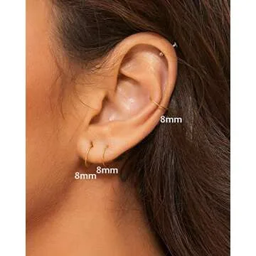 ESLALA 14K Gold Nose Ring Hoop Set for Women