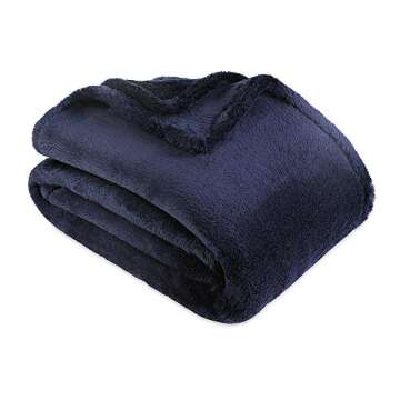 Berkshire Blanket Extra-Fluffy Throw Blanket - Dark Blue 55" x 70"