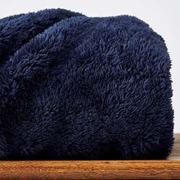 Berkshire Blanket Extra-Fluffy Throw Blanket - Dark Blue 55" x 70"