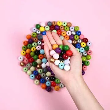230PCS 16mm Colorful Round Wooden Beads for Craft,23 Colors Colored Natual Painted Wood Spacer Loose Beads for Home Party Festival Decoration (Mixed Color 16mm)