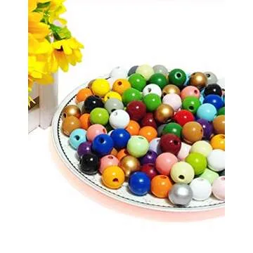 230PCS 16mm Colorful Round Wooden Beads for Craft,23 Colors Colored Natual Painted Wood Spacer Loose Beads for Home Party Festival Decoration (Mixed Color 16mm)