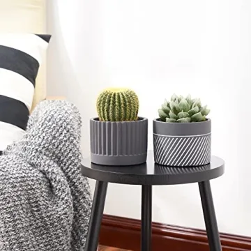 POTEY Cement Planter - Stylish 4.1" Flower Pots Set of 2