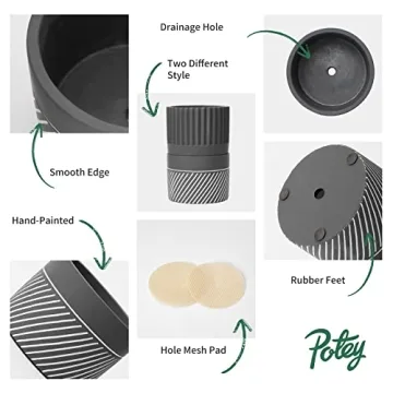 POTEY Cement Planter - Stylish 4.1" Flower Pots Set of 2