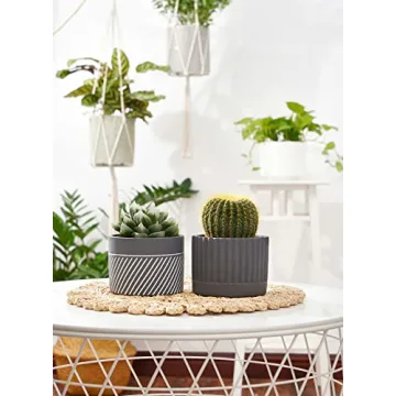 POTEY Cement Planter - Stylish 4.1" Flower Pots Set of 2
