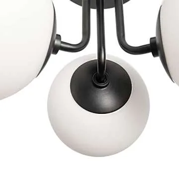 Modern Black Flush Mount Light with Frosted Glass Shade
