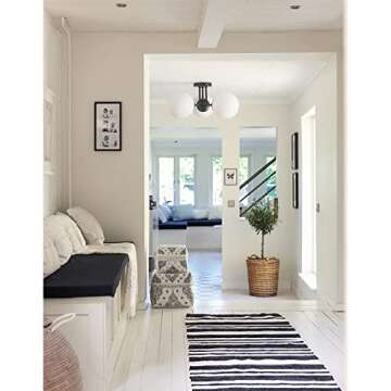 Modern Black Flush Mount Light with Frosted Glass Shade