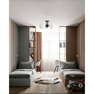 Modern Black Flush Mount Light with Frosted Glass Shade