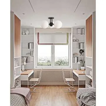 Modern Black Flush Mount Light with Frosted Glass Shade