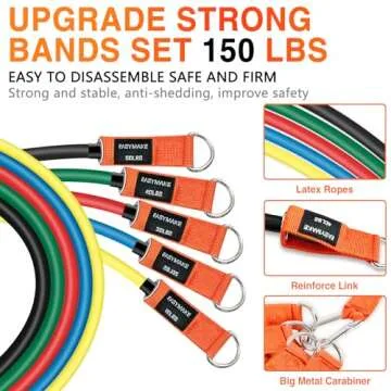 EASYMAKE Resistance Bands, Exercise Bands, Workout Bands with Handles, Door Anchor and Ankle Straps, Resistance Bands for Working Out Strength Training, Physical Therapy, Shape Body, Yoga, Home Gym