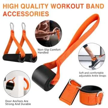 EASYMAKE Resistance Bands, Exercise Bands, Workout Bands with Handles, Door Anchor and Ankle Straps, Resistance Bands for Working Out Strength Training, Physical Therapy, Shape Body, Yoga, Home Gym