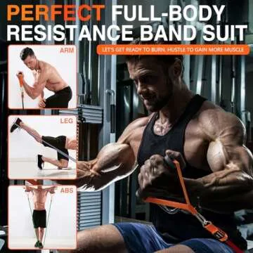 EASYMAKE Resistance Bands, Exercise Bands, Workout Bands with Handles, Door Anchor and Ankle Straps, Resistance Bands for Working Out Strength Training, Physical Therapy, Shape Body, Yoga, Home Gym