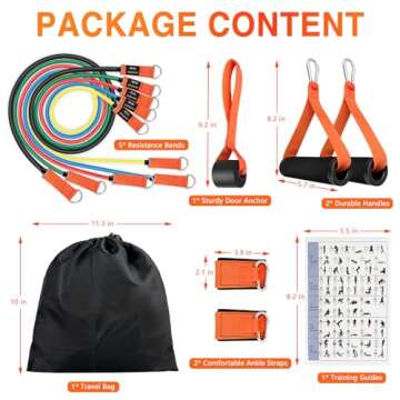 EASYMAKE Resistance Bands, Exercise Bands, Workout Bands with Handles, Door Anchor and Ankle Straps, Resistance Bands for Working Out Strength Training, Physical Therapy, Shape Body, Yoga, Home Gym