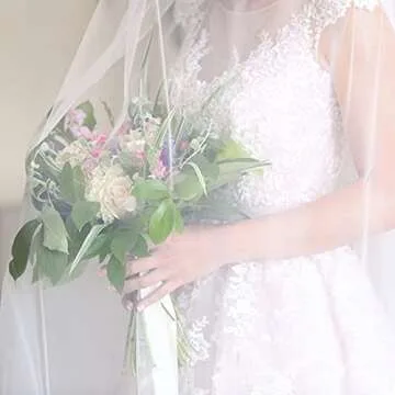 LIUYAXI Handmade Fringe Chiffon Silk Ribbon 1-3/4" x 7Yd, 4 Rolls Ivory Ribbons Set Perfect for Wedding Invitations Bridal Bouquets Gifts Wrapping DIY Craft