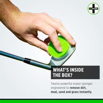 Instant Golf Eraser, Premium Dual-Sided Sponge for Cleaning Clubs, Shoes & Golf Balls - Golf Club Cleaner, Golf Ball Cleaner, Golf Club Groove Cleaner, 12 Pack Refill, Bag Tether NOT Included