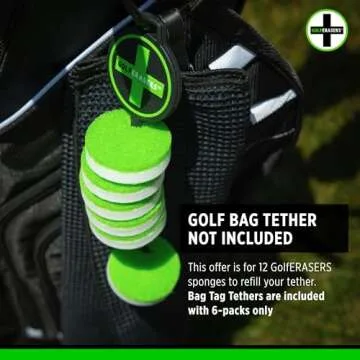 Instant Golf Eraser, Premium Dual-Sided Sponge for Cleaning Clubs, Shoes & Golf Balls - Golf Club Cleaner, Golf Ball Cleaner, Golf Club Groove Cleaner, 12 Pack Refill, Bag Tether NOT Included